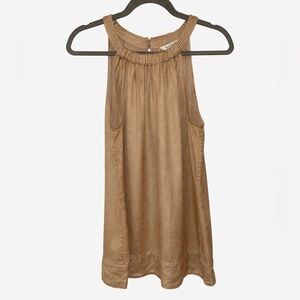 White House Black Market Gold/Tan Sleeveless Shimmery Top